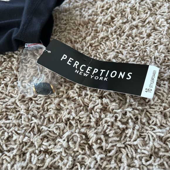 Perception NY Peplum Black Blazer Three Quarter Sleeve Jacket Blazer - Picture 5 of 13